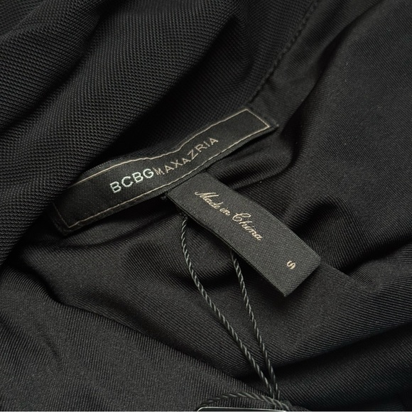 NWT BCBG MAXAZRIA ASYMMETRICAL OPEN BACK CHAIN LONG SLEEVE MESH NYE MINI DRESS - Picture 11 of 12